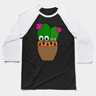 Cute Cactus Design #257: Adorable Cacti With Flowers In Jar Baseball T-Shirt